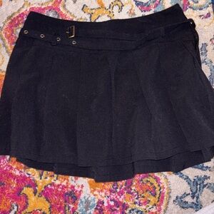 Leith Black A-Line Skirt with Belt Detail